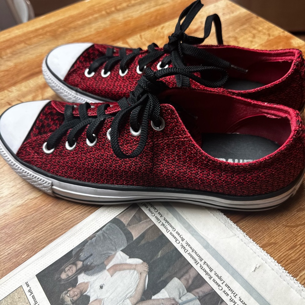 Red and Black Low-Top Sneakers